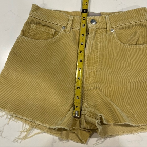 Everlane Gold Corduroy Baby Cord Cheeky Cut Off High Waisted Shorts 27 - Picture 6 of 10